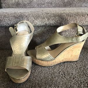 Franco Sarto size 8.5 Gold Wedges